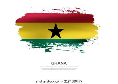 Artistic folded brush flag of Ghana. Paint smears brush stroke flag on isolated white background