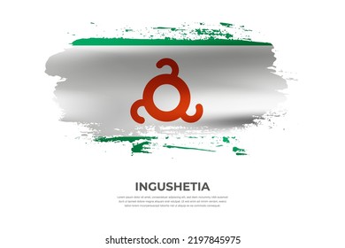 Artistic folded brush flag of Ingushetia. Paint smears brush stroke flag on isolated white background