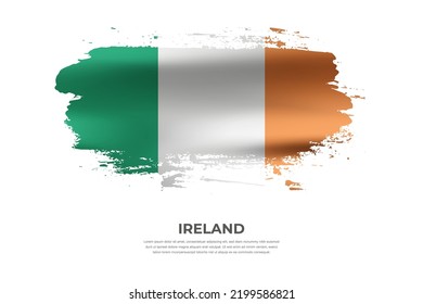 Artistic folded brush flag of Ireland. Paint smears brush stroke flag on isolated white background