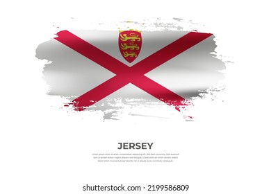 Artistic folded brush flag of Jersey. Paint smears brush stroke flag on isolated white background