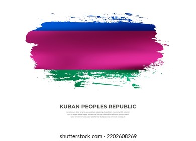 Artistic folded brush flag of Kuban Peoples Republic. Paint smears brush stroke flag on isolated white background