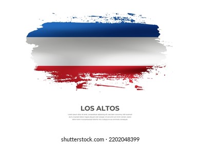 Artistic folded brush flag of Los Altos. Paint smears brush stroke flag on isolated white background