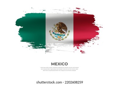 Artistic folded brush flag of Mexico. Paint smears brush stroke flag on isolated white background