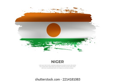 Artistic folded brush flag of Niger. Paint smears brush stroke flag on isolated white background