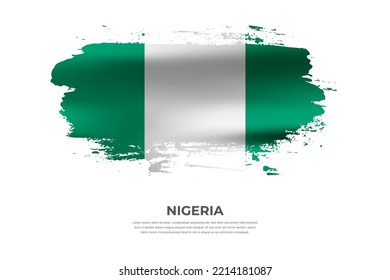 Artistic folded brush flag of Nigeria. Paint smears brush stroke flag on isolated white background