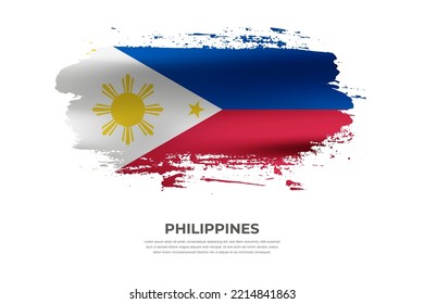 Artistic folded brush flag of Philippines. Paint smears brush stroke flag on isolated white background