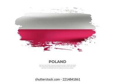 Artistic folded brush flag of Poland. Paint smears brush stroke flag on isolated white background