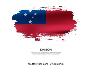 Bandera artística plegada de cepillo de Samoa. Pintar marca de pincel de frotis en fondo blanco aislado