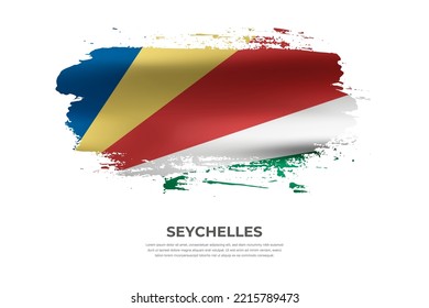 Artistic folded brush flag of Seychelles. Paint smears brush stroke flag on isolated white background