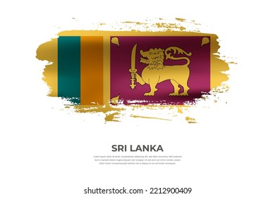 Artistic folded brush flag of Sri Lanka. Paint smears brush stroke flag on isolated white background