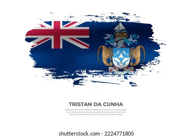 Artistic folded brush flag of Tristan da Cunha. Paint smears brush stroke flag on isolated white background