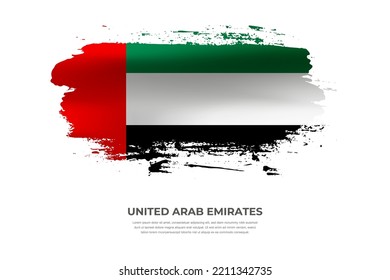 Artistic folded brush flag of United Arab Emirates. Paint smears brush stroke flag on isolated white background