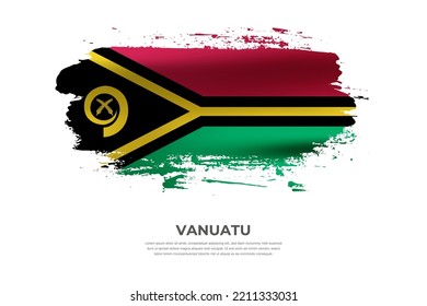 Artistic folded brush flag of Vanuatu. Paint smears brush stroke flag on isolated white background