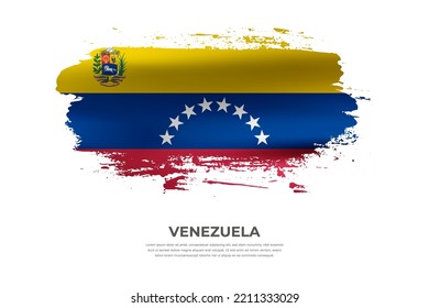 Artistic folded brush flag of Venezuela. Paint smears brush stroke flag on isolated white background
