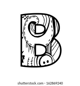 Artistic font - Letter with modern artistic shapes inside - Letter B