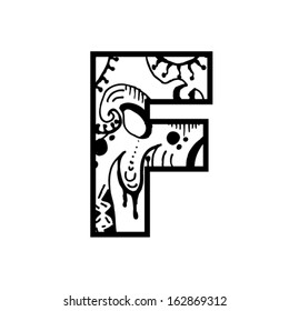 Artistic font - Letter with modern artistic shapes inside - Letter F