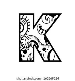Artistic font - Letter with modern artistic shapes inside - Letter K