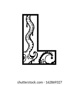 Artistic font - Letter with modern artistic shapes inside - Letter L