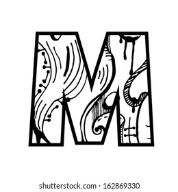 Artistic font - Letter with modern artistic shapes inside - Letter M