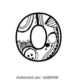Artistic font - Letter with modern artistic shapes inside - Letter O