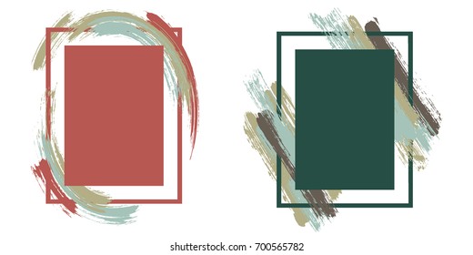 Artistic frame set vector collection on white. Grunge border with painted brushstrokes background collection. Painted frames advertising graphic design templates for banner, flyer, poster, card.