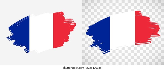 Artistic France flag with isolated brush painted textured with transparent and solid background