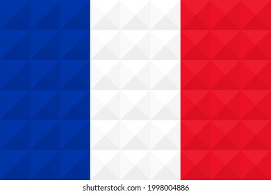 Künstlerische französische Flagge Vektorgrafik. von Dreiecken zu Quadraten mit unterschiedlichen Kontrastfarben gebildet, die einen 3D-Effekt zeigen. Verhältnis 2:3