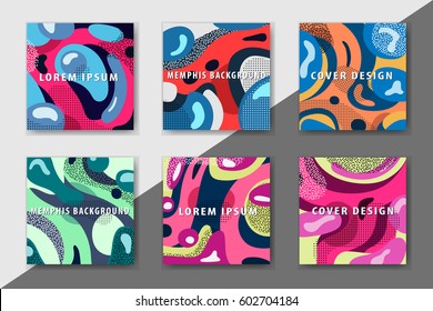 Artistic funky design for print products. Bright and high contrast background for poster, card, flyer, brochure and web design. Pop art, memphis and 80s style waves.