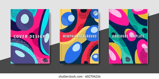 Artistic funky design for print products. Bright and high contrast background for poster, card, flyer, brochure and web design. Pop art, memphis and 80s style waves.