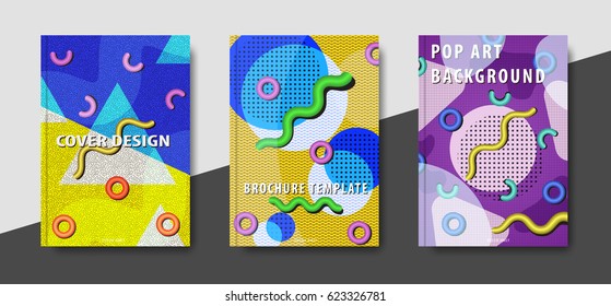 Artistic funky design for print products. Bright and high contrast background for poster, card, flyer, brochure and web design. Pop art, memphis and 80s style waves.
