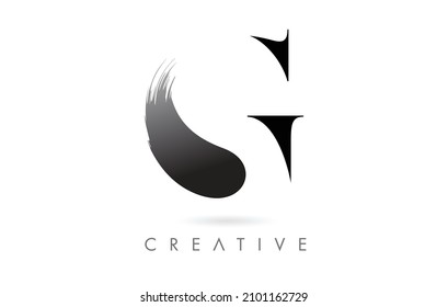 Artistic G Brush Stroke Letter Design Logo Icon Vector. Elegant Minimalist G Brush Letter Identity Illustration in Black and White