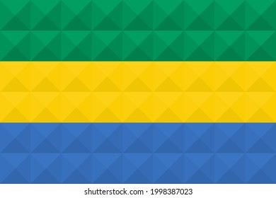 Artistic Gabon flag vector. formed from triangles to squares with different contrasting colors illustrating a 3d effect. Ratio 3:4