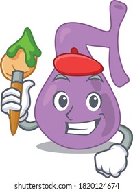 An artistic gall bladder artist mascot design paint using a brush