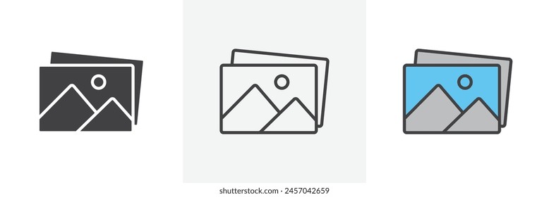 Iconos vectoriales de gestión de Galería artística para álbumes digitales