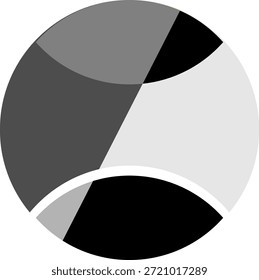 Artistic geometric black and gray ball symbol. Simple ball icon for design purposes