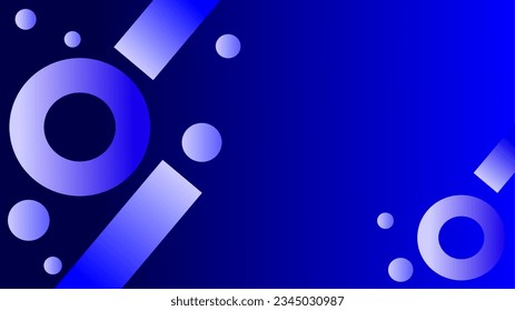Artistic geometric circles and rectangles glowing blue background