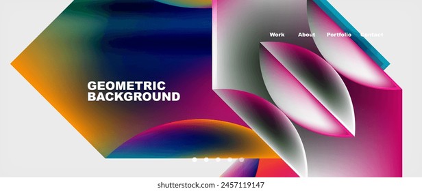 An artistic geometric design featuring colorful shapes reminiscent of petals and organisms in shades of violet, magenta, and more. A fusion of art, technology, and graphics on a white background