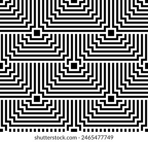 Arte de línea geométrica artística que repite el Vector del patrón. Ilusiones ópticas líneas patrones sin fisuras, azulejos hexagonales símbolo de fondo.
