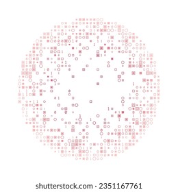 Artistic geometric matrix background in dark pink colors. Beautiful circular vector illustration.