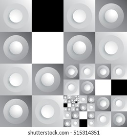Artistic geometric ornament. Abstract pattern of circles and squares 