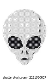 Artistic geometric vector illustration of an alien head made of circles
