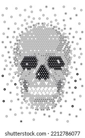 Ilustración vectorial geométrica artística de un cráneo dispersante