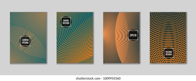 Artistic geometrical lines notebook cover pattern. Minimalistic notepad cover surface set. Colorful title page design for journalistic notebook, dairy or notepad.