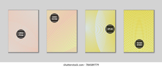 Artistic geometrical lines notebook cover pattern. Minimalistic notepad cover theme set. Colorful title page pattern for corporate notebook, dairy or notepad.