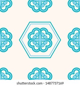 Artistic geometrical seamless repeat tile pattern, Lisbon floral mosaic. You can also use for fabrication, texlile, giftwraps, invitation card, web page background, graphic design artwork and Islamic.