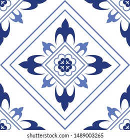 Artistic geometrical seamless repeat tile pattern, Lisbon floral mosaic. You can also use for fabrication, texlile, giftwraps, invitation card, web page background, graphic design project and Islamic.