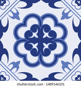 Artistic geometrical seamless repeat tile pattern, Lisbon floral mosaic. You can also use for fabrication, textile, invitation card, web page background, gift wrap, graphic design project and Islamic.
