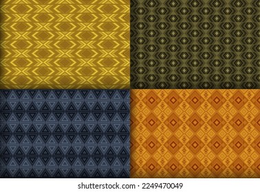 Artistic geometry argyle seamless tracery bundle. Scottish tracery ethnic patterns. Argyle zigzag geometric vector endless motif set. Monochrome background swatches.