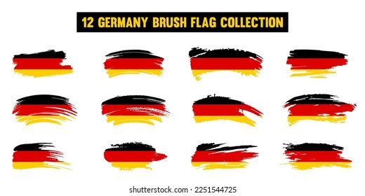 Artistic Germany country brush flag collection. Set of grunge brush flags on a solid background