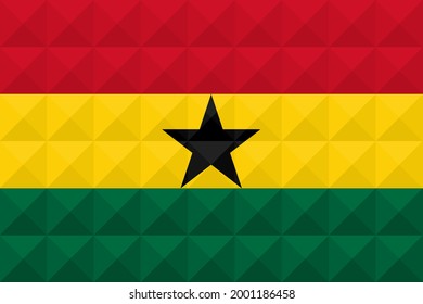 Artistic Ghana flag vector. formed from triangles to squares with different contrasting colors illustrating a 3d effect. Ratio 2:3